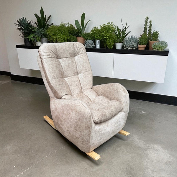 Poltrona Mecedora Huevo Tela Amigable a las Mascotas Marfil - Fabrica Online