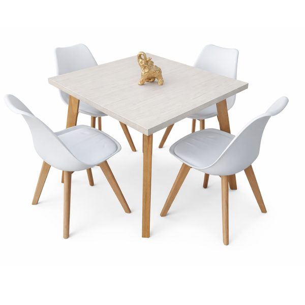Juego de Comedor Madecor Rectangular 4 Puestos Blanco 100X78cm - Fabrica Online