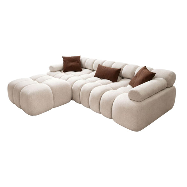 Sala Moderna Nube 3 Modulos + Puff Color Marfil - Fabrica Online