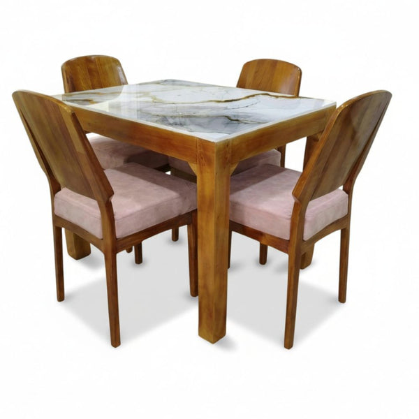 Juego de Comedor Paletta 4 Puestos Tapizado Gris - Fabrica Online