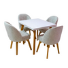 Juego de Comedor Italiano 4 Puestos 100x78 Color Blanco Natural Sillas Tapizado Plata - Fabrica Online