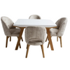 Juego de Comedor Miami 4 Puestos 110x80 Color Blanco Natural Sillas Tapizado Marfil - Fabrica Online