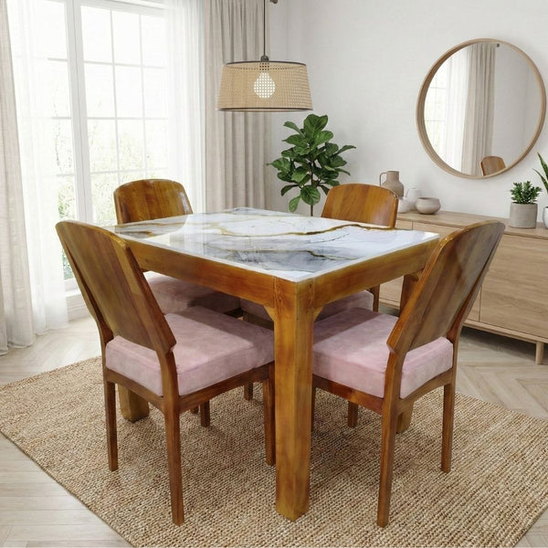 Juego de Comedor Paletta 4 Puestos Tapizado Gris - Fabrica Online