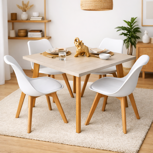 Juego de Comedor Madecor Rectangular 4 Puestos Blanco 100X78cm - Fabrica Online