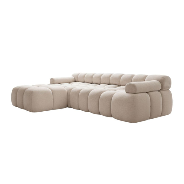 Sala Moderna Nube 3 Modulos + Puff Color Marfil - Fabrica Online