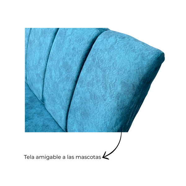 Sofa 2 Puestos Palma Tela Amigable a las Mascitas Azul - Fabrica Online