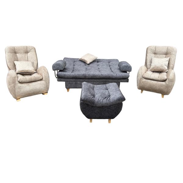 Juego de Sala Huevo Reclinable Color Gris y Marfil - Fabrica Online
