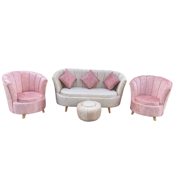 Juego de Sala Moderna Orquidea Tela Amigable a Las Mascotas Marfil Rosa - Fabrica Online