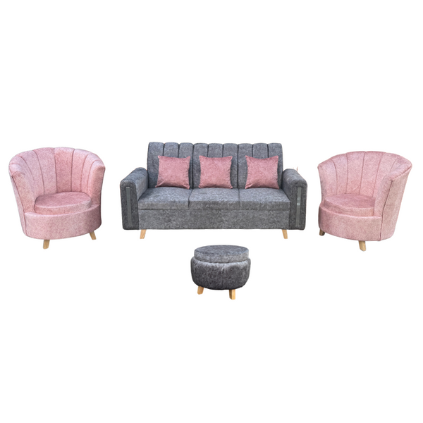 Juego de Sala Moderna Petalo Tela Amigable a Las Mascotas Gris - Fabrica Online