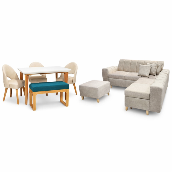 Combo Sala Century Baul + Comedor Orlando 5 Puestos