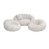Sofa Nube 2 Puestos + 2 Poltronas + Puff + 3 Cojines Tela Polar Marfil - Fabrica Online