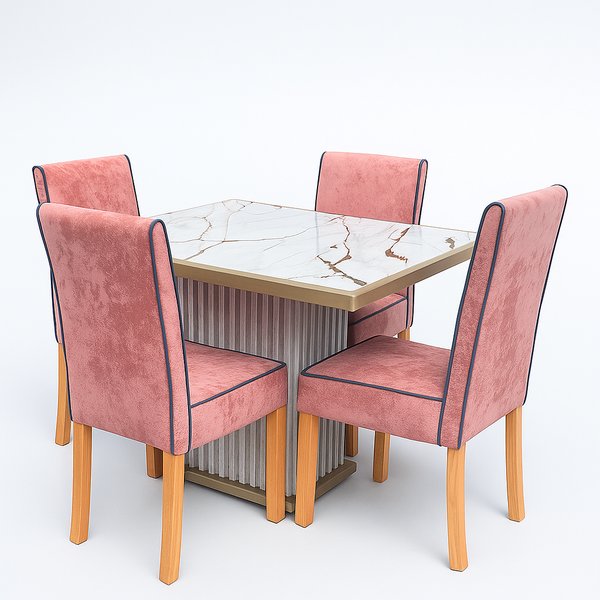 Juego de Comedor Apilado Marmolizado 4 Puestos Tela Amigable A Las Mascotas Palo de Rosa - Fabrica Online