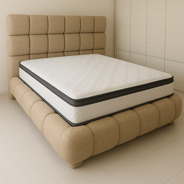 Combo Base Cama+ Espaldar Chocolatina Tela Amigable a Las Mascotas Color Taupe - Fabrica Online