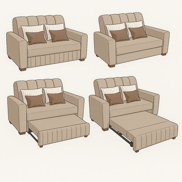 Sofa Cama Palma Multifucional Tela Amigable a las Mascotas Marfil - Fabrica Online