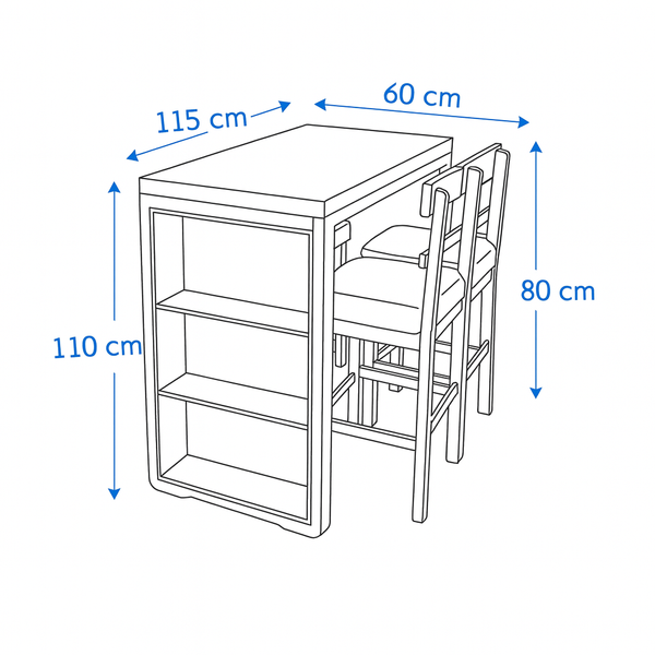 Juego de Comedor Barra 4 Puestos Blanco Natural 60 x115cm - Fabrica Online