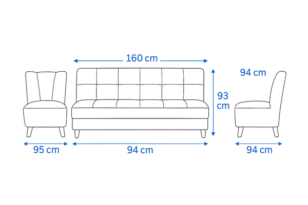 Juego de Sala Moderna Palma Sofa Cama Baul + 2 Sillas - Fabrica Online