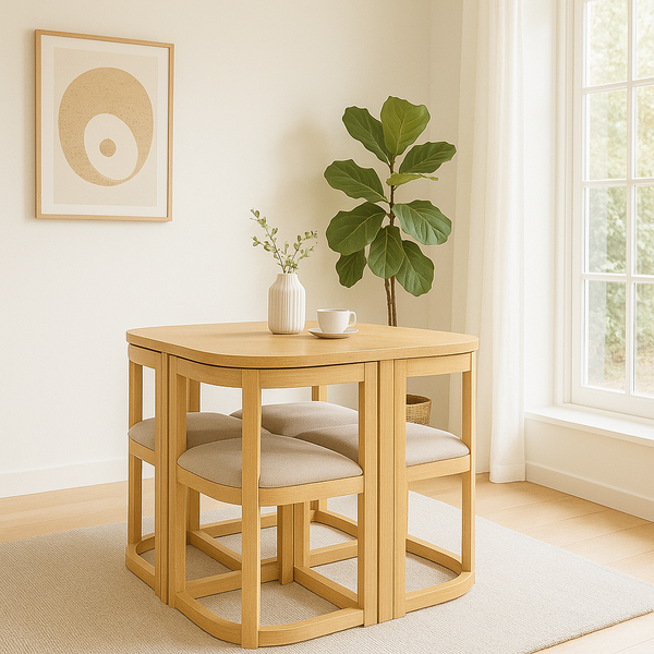 Juego de Comedor 4 Puestos Ahorrador de Espacio Madera - Fabrica Online
