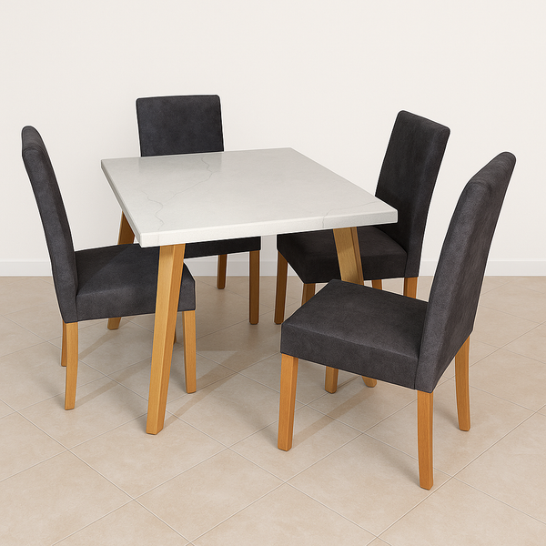 Juego de Comedor 4 Puestos Escandinavo Tela Amigable a las Mascotas gris - Fabrica Online