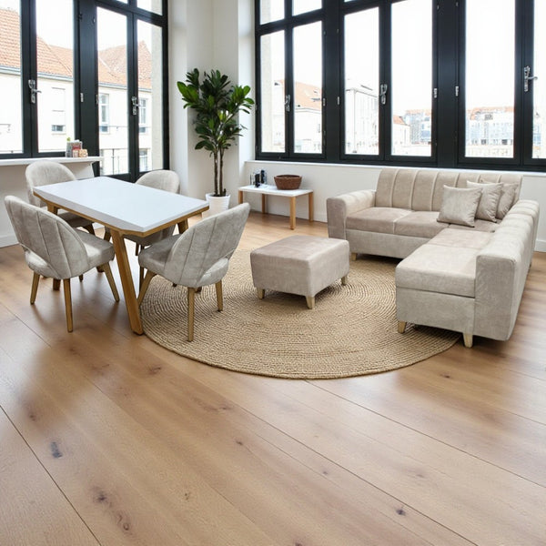 Combo Sala Multifuncional + Comedor Miami Marfil - Fabrica Online