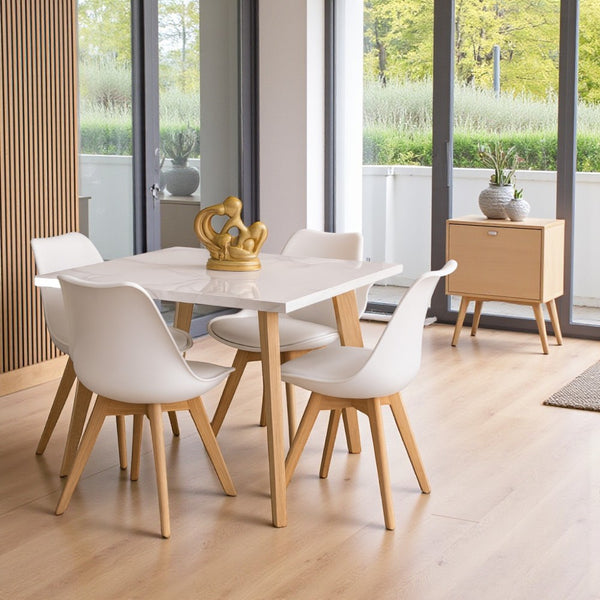 Juego de Comedor Atlantis 4 Puestos Blanco 100x80cm - Fabrica Online