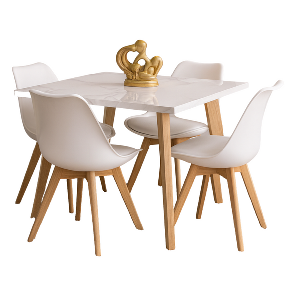 Juego de Comedor Atlantis 4 Puestos Negro 100x80cm - Fabrica Online