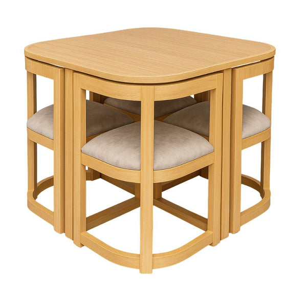 Juego de Comedor 4 Puestos Ahorrador de Espacio Madera - Fabrica Online