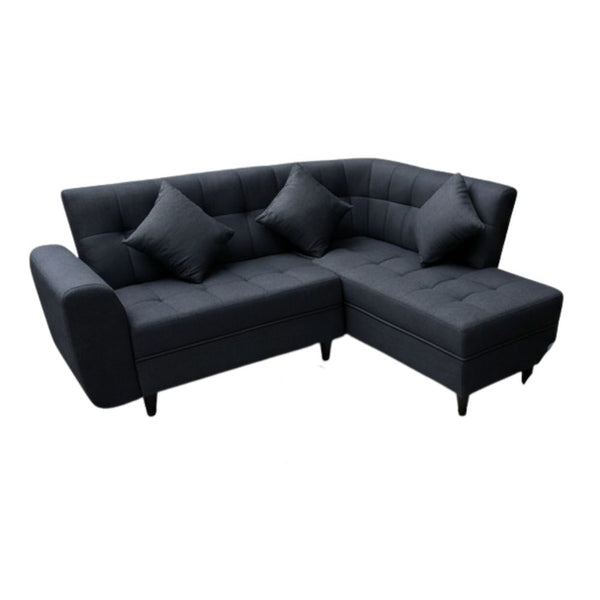 Sala en L + Mecedora + 3 Cojines Tela Color Gris - Fabrica Online