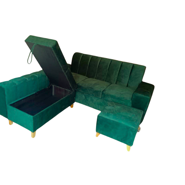 Sala Multifuncional Con Baul Tela Antifluido Verde Oliva - Fabrica Online