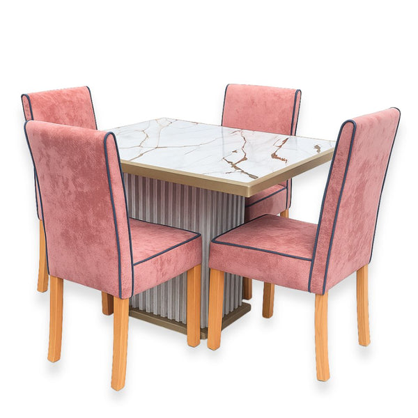 Juego de Comedor Apilado Marmolizado 4 Puestos Tela Amigable A Las Mascotas Palo de Rosa - Fabrica Online