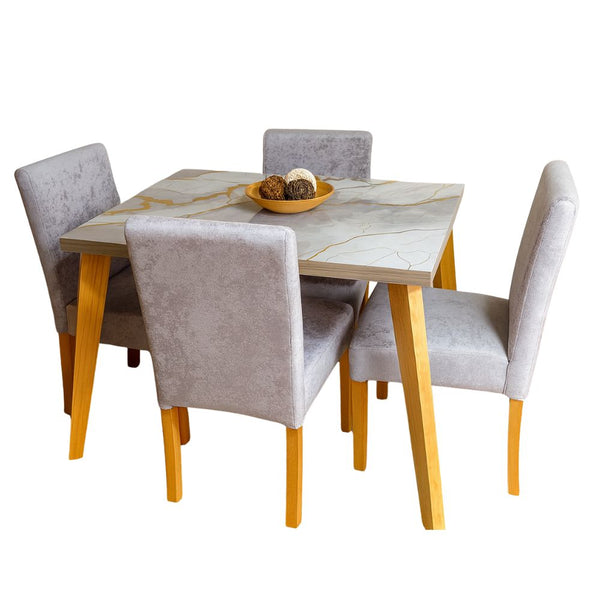 Juego de Comedor Nordico 4 Puestos 100x78cm tela Amigable a Las Mascotas Plata