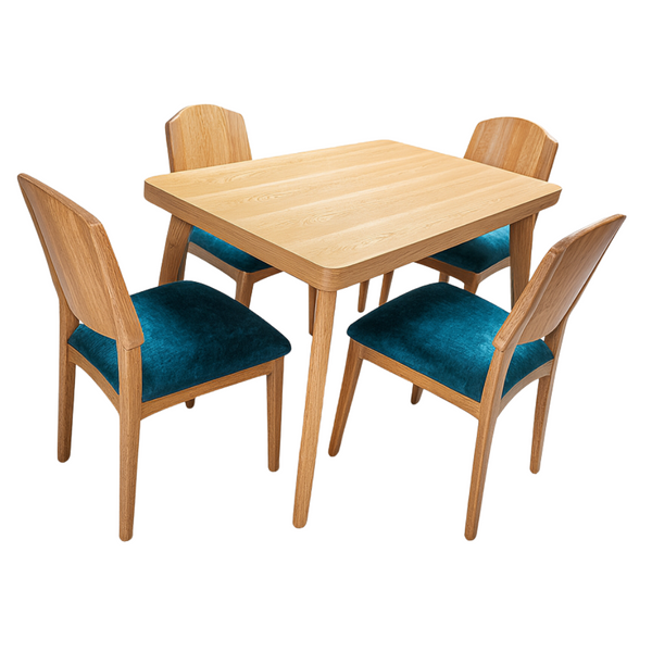 Juego de Comedor Paleta Flormorado 4 Puestos 110 X 80 Cm Tapizado Turqueza - Fabrica Online