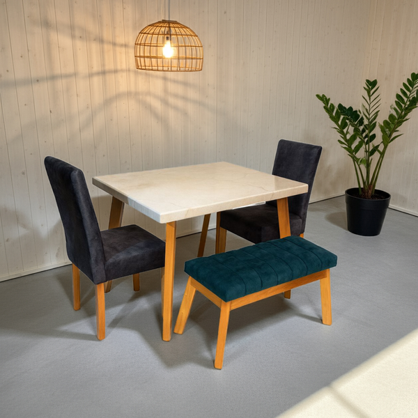 Juego de Comedor 4 Puestos Escandinavo 2 Sillas + Butaca tela Amigable a las Mascotas - Fabrica Online