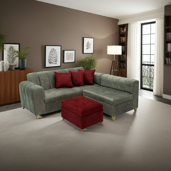 Sala Multifuncional Century 160cm Tela Antifluido Gris Rojo - Fabrica Online