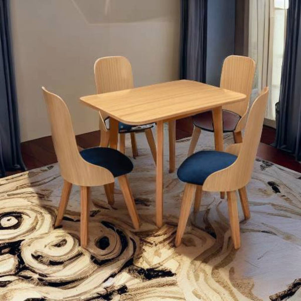 Comedor Fusion 4 Puestos Malaga Microfibra Azul - Arte K Muebles