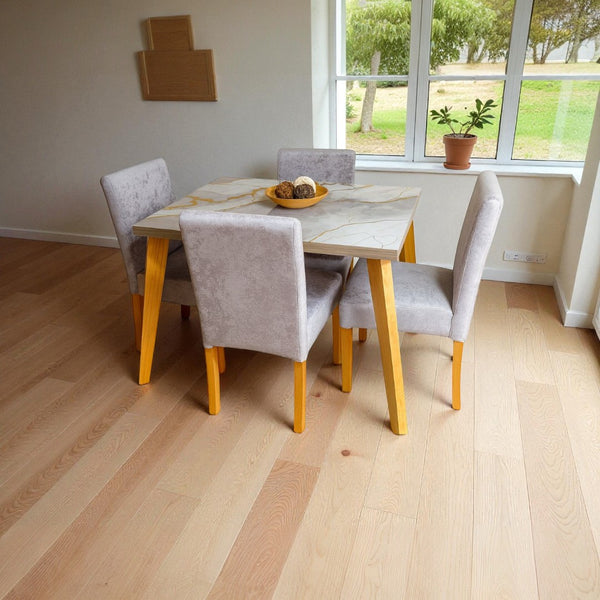 Juego de Comedor Nordico 4 Puestos 100x78cm tela Amigable a Las Mascotas Plata