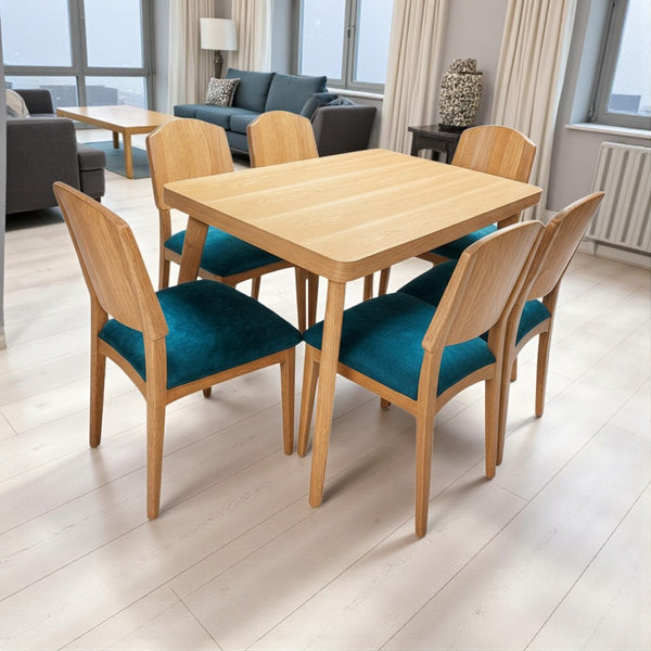 Juego de Comedor Paleta Flormorado 6 Puestos 140 X 80 Cm Tapizado Turqueza - Fabrica Online