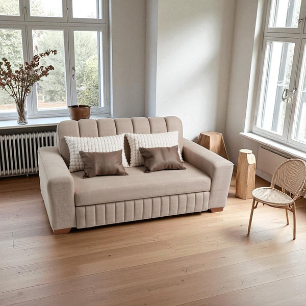 Sofa Cama Palma Multifucional Tela Amigable a las Mascotas Marfil - Fabrica Online