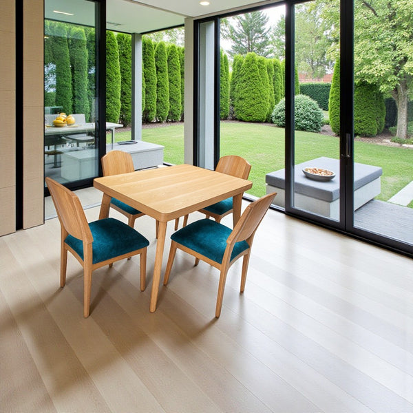 Juego de Comedor Paleta Flormorado 4 Puestos 110 X 80 Cm Tapizado Turqueza - Fabrica Online