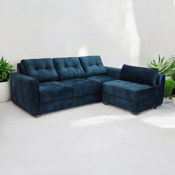 Sofa en L Gibraltar Tela Amigable a las Mascotas Color Azul - Arte K Muebles