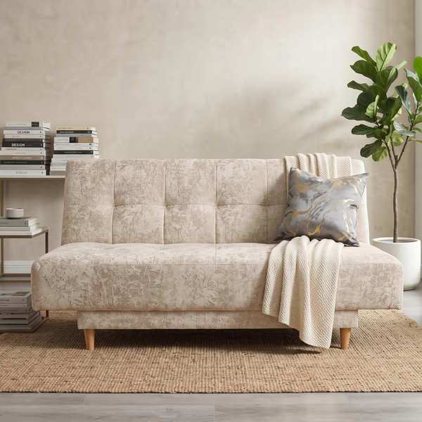 Sofa Cama London 3 Posiciones Tela Amigable a las Mascotas Marfil