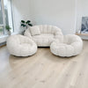 Sofa Nube 2 Puestos + 2 Poltronas + Puff + 3 Cojines Tela Polar Marfil - Fabrica Online