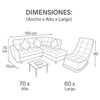 Sala en L + Mecedora + 3 Cojines Tela Color Gris