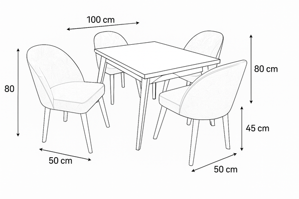 Juego de Comedor Italiano 4 Puestos 100x78 Color Blanco Natural Sillas Tapizado Plata