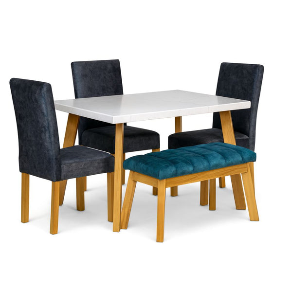 Juego de Comedor 5 Puestos Escandinavo 3 Sillas + butaca tela Amigable a las Mascotas - Fabrica Online
