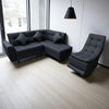 Sala en L + Mecedora + 3 Cojines Tela Color Gris