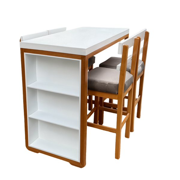 Juego de Comedor Barra 4 Puestos Blanco Natural 60 x115cm - Fabrica Online