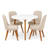 Juego de Comedor Redondo Ibiza 4 Puestos Tela Antifluido Marfil 80X80 - Fabrica Online
