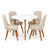 Juego de Comedor Redondo Ibiza 4 Puestos Tela Antifluido Marfil 80X80 - Fabrica Online