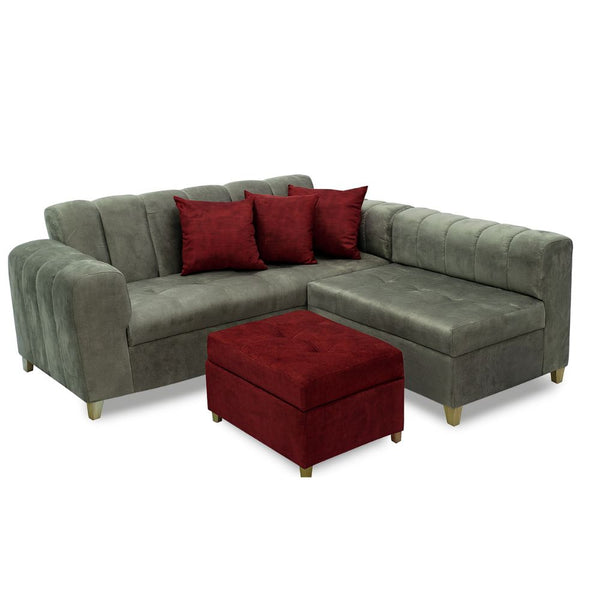 Sala Multifuncional Century 160cm Tela Antifluido Gris Rojo - Fabrica Online