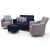 Juego de Sala Rio Sofa + 2 Poltronas + Puff Baul + 3 Cojines Azul Gris